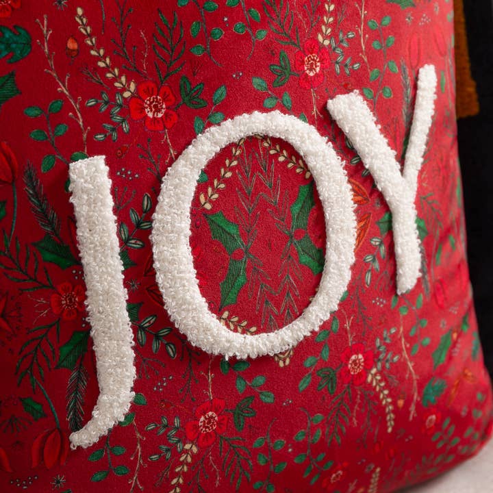 Rojo Cojín de terciopelo capitoné Ditsy Joy rojo de venta al por mayor en Faire