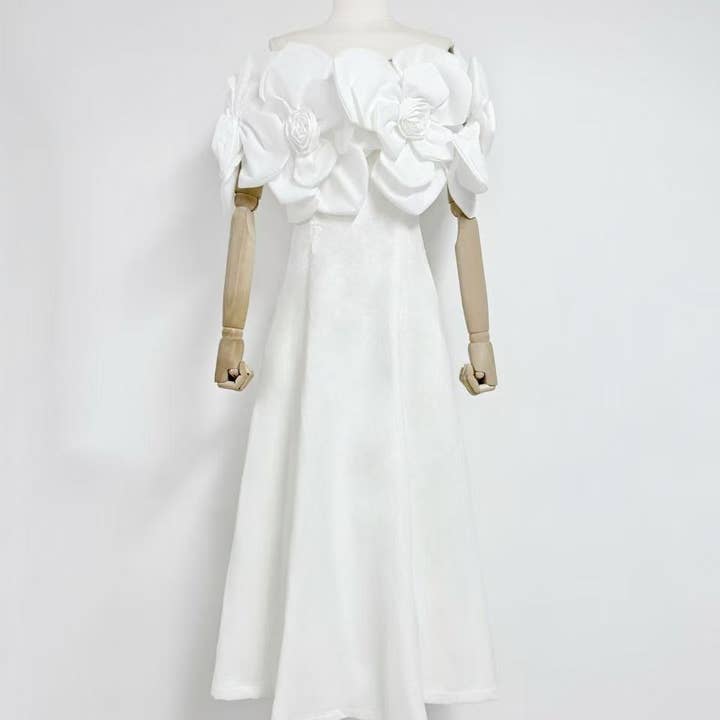 Productseeker - Wholesale Skirt - Women's - DR493 Elegant A-Line Skirt with 3D Floral Slim Fit Design3