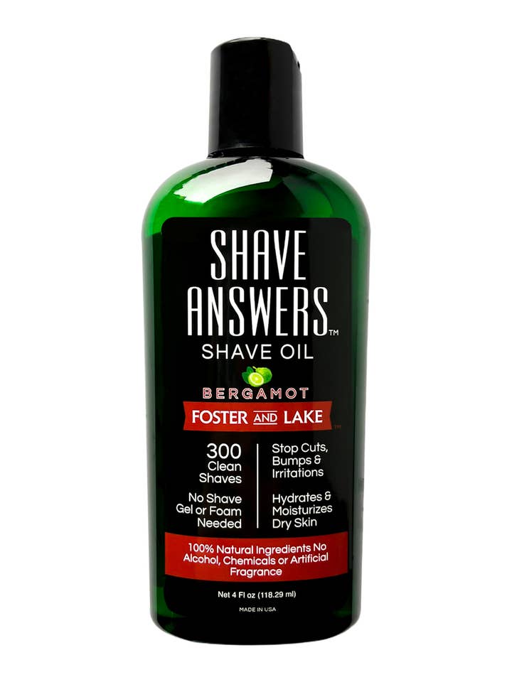 Foster and Lake, Shave Answers Huile de rasage - Bergamot-Naturel pour la vente par Foster and Lake Inc.