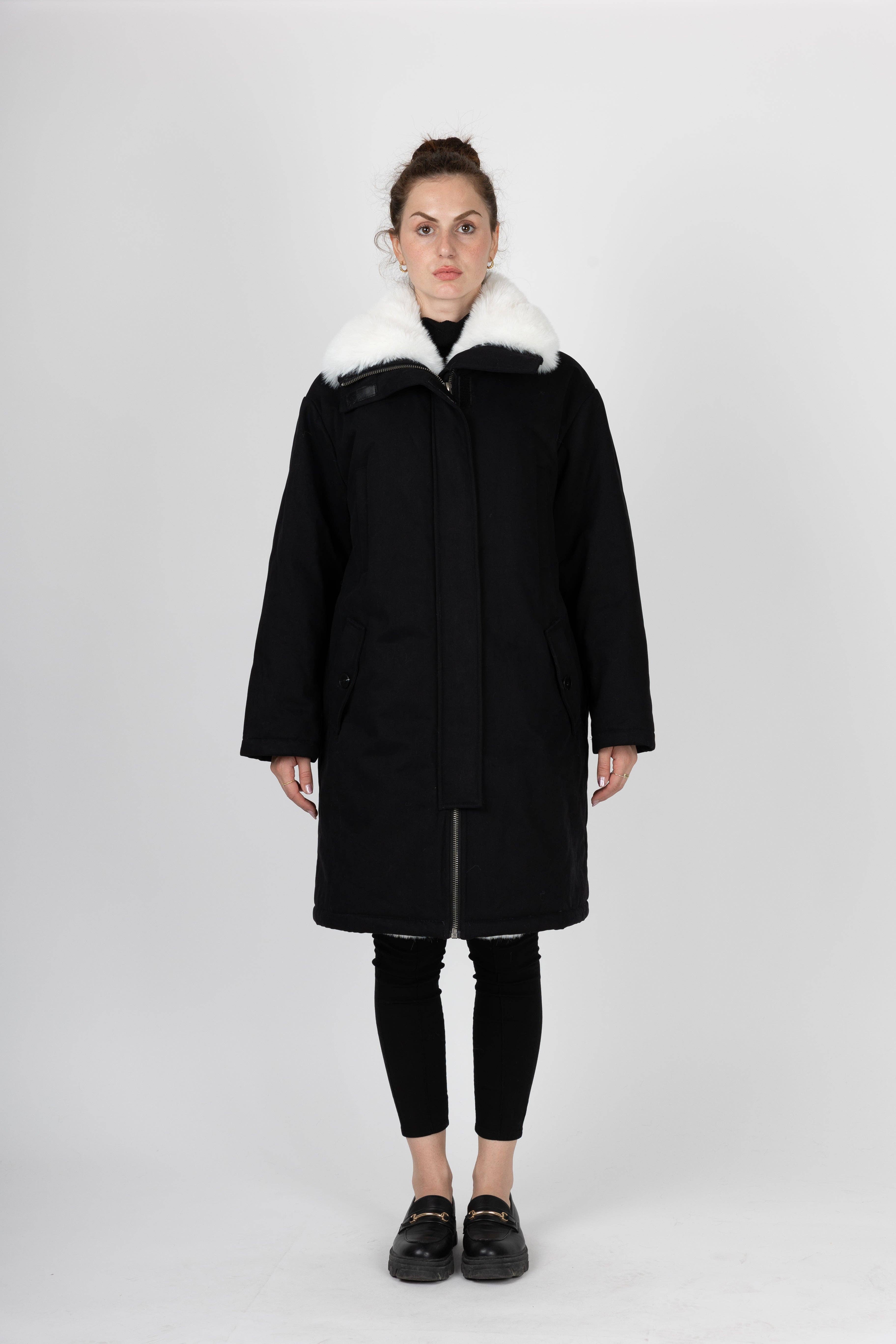 KZELL PARIS - Wholesale Parka - Women's - LONG PARKA WITH CONTRASTING FAUX FUR INTERIOR AND COLLAR13