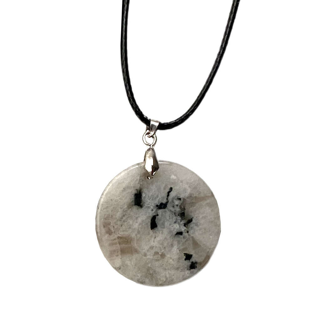 VIE - Vendita all'ingrosso Collana con ciondolo/pendaglio - Ciondolo a moneta di pietra preziosa con cordino nero18