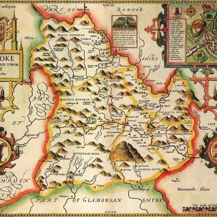 Breconshire Historical Map 1000 Piece Jigsaw Puzzle (1610) for wholesale by Map Marketing Limited