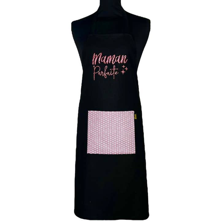 Schürze „Perfect Mom“ in Schwarz für den Großhandel von Emmanuel Création