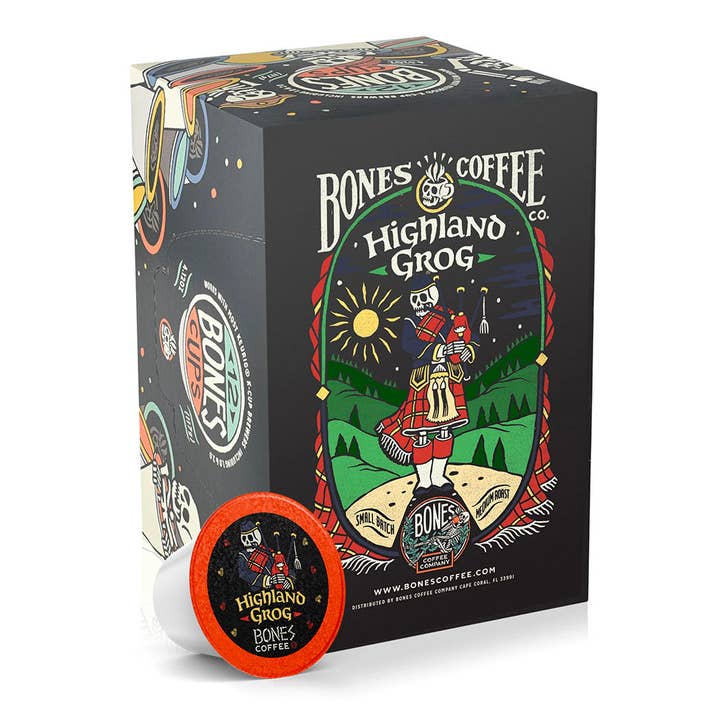 Bones Coffee Company - Wholesale Coffee pods - Highland Grog Coffee Pods | 12 Count | Flavored Coffee6