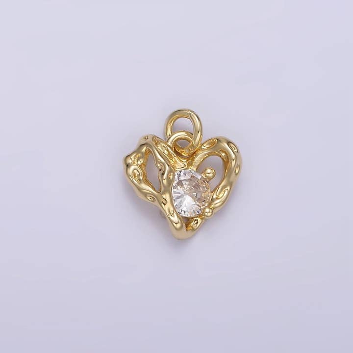 Ciondolo Aggiuntivo Cuore Aperto Fuso in Oro Riempito 14K con CZ Trasparente | AC901 per la vendita all'ingrosso da parte di Aim Eternal