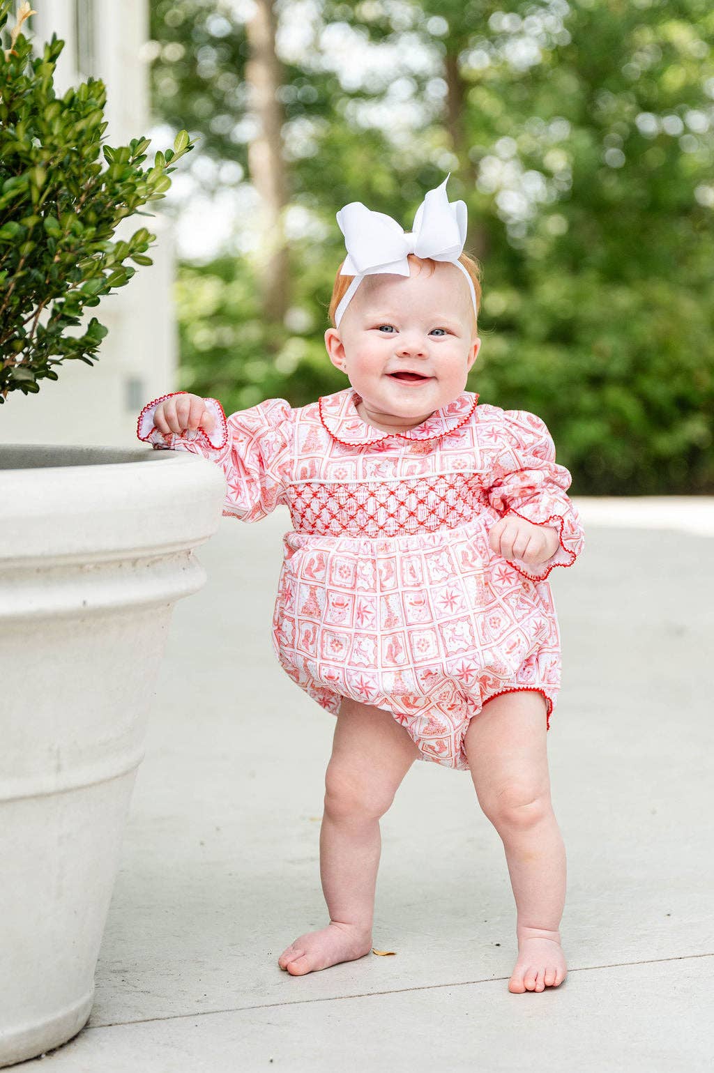 Ruth and Ralph - Wholesale Bodysuit (Non-Footed) - Baby - Christmas Tiles Smocked Pima Cotton Emma Bubble5