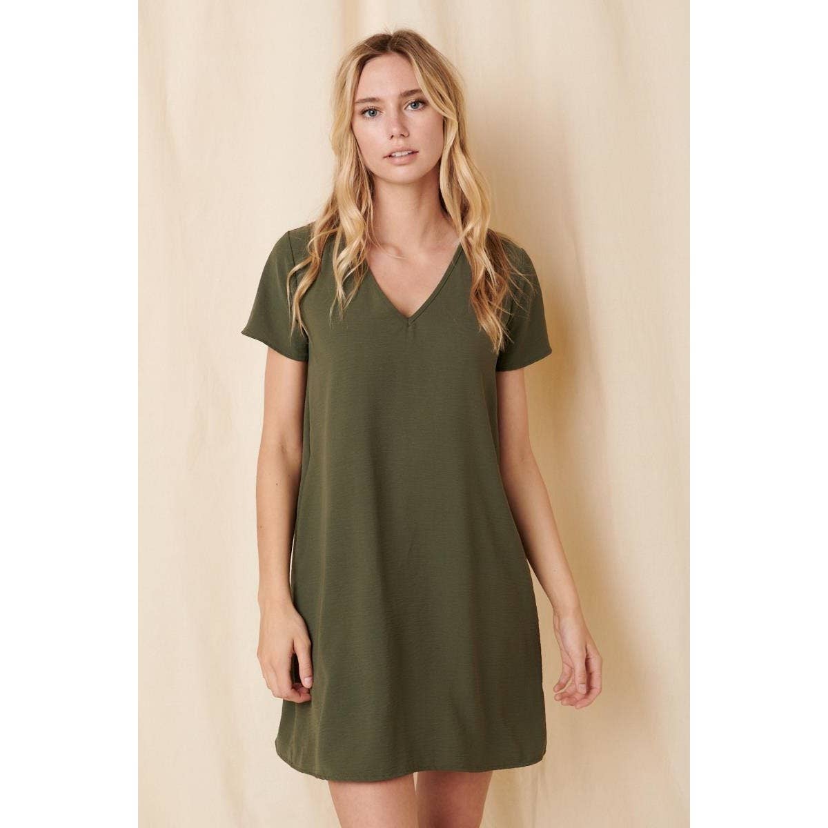 mittoshop - Wholesale Jurk - Dames - AIRFLOW SHIFTJURK MET V-HALS EN KORTE MOUWEN43