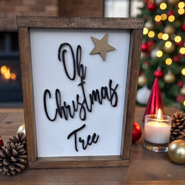 Oh Christmas Tree” 3D Wood Sign – 11x8 Solid Wood sign Decor for wholesale by Faithful Creations Studios