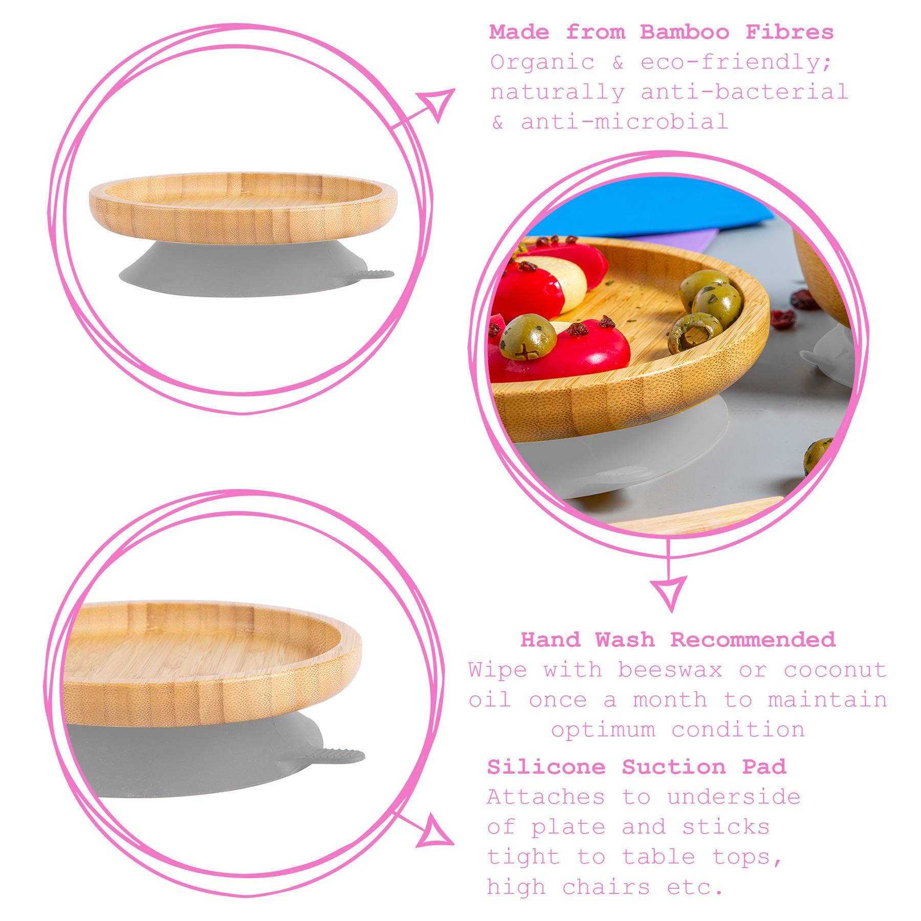 Rinkit Ltd – Engroshandel Middagstallerken – Børn og baby – Lille spisestue børn bambus suge rund plade45