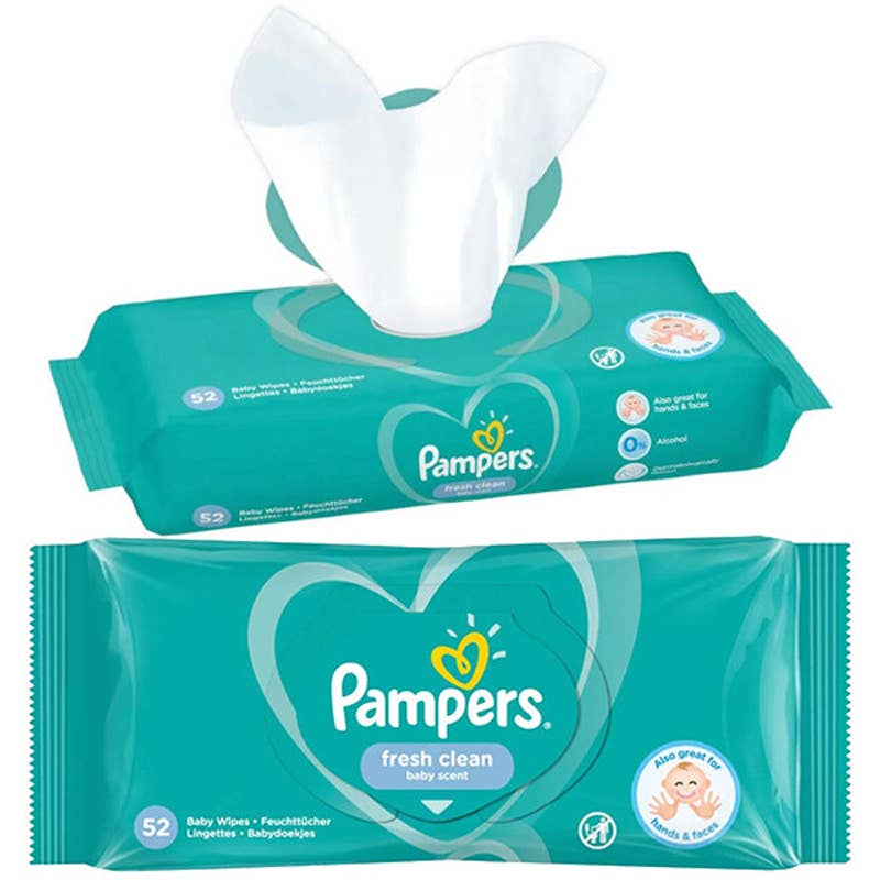 Deluxe Import Trading - Vendita all'ingrosso Salviette per viso e corpo - Neonato - Pannolini Pampers Salviette Fresh Clean 52 pezzi0