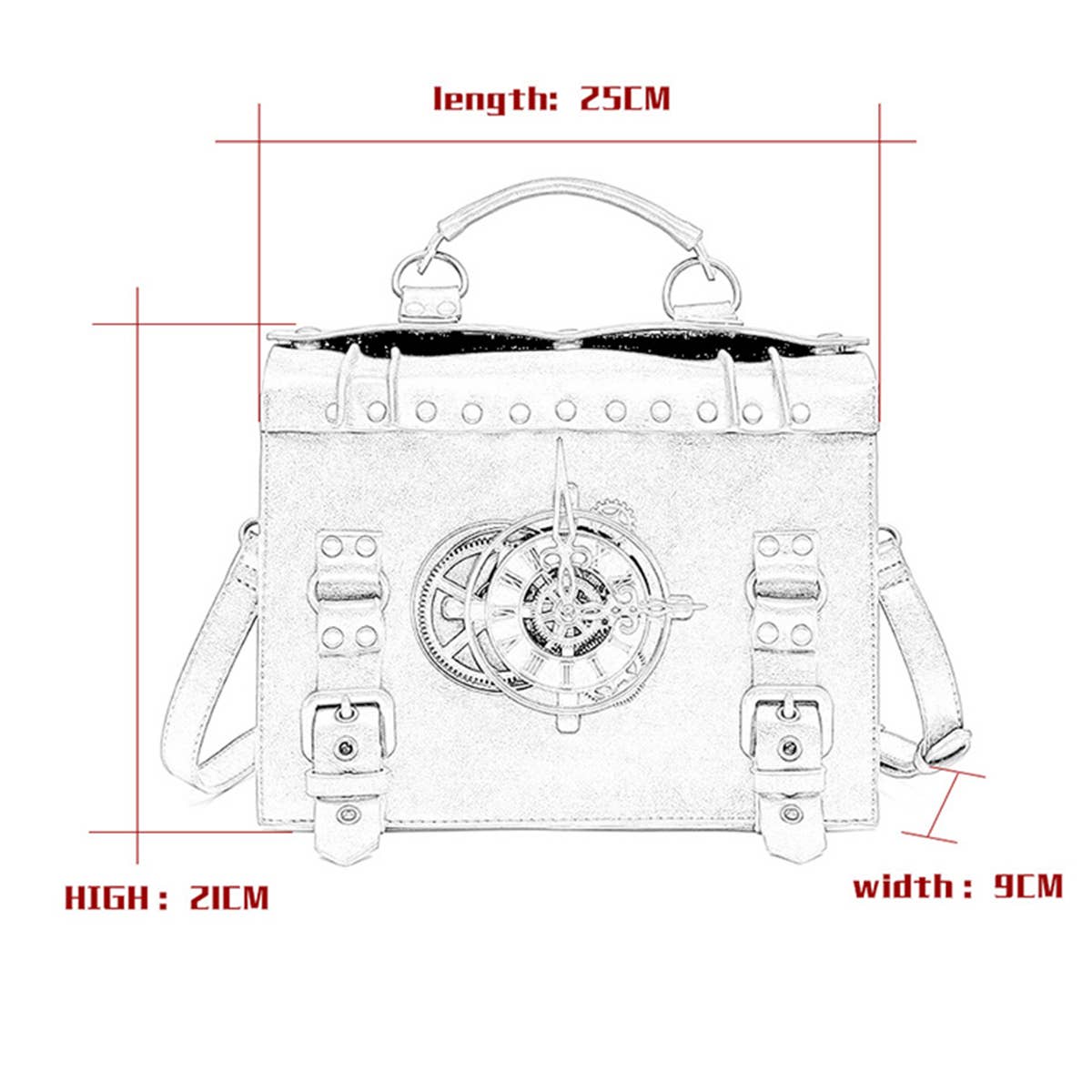 COFFEE RETRO CLOCK DECORATIVE PUNK SHOULDER BAG_CWAB0629 for wholesale on Faire9