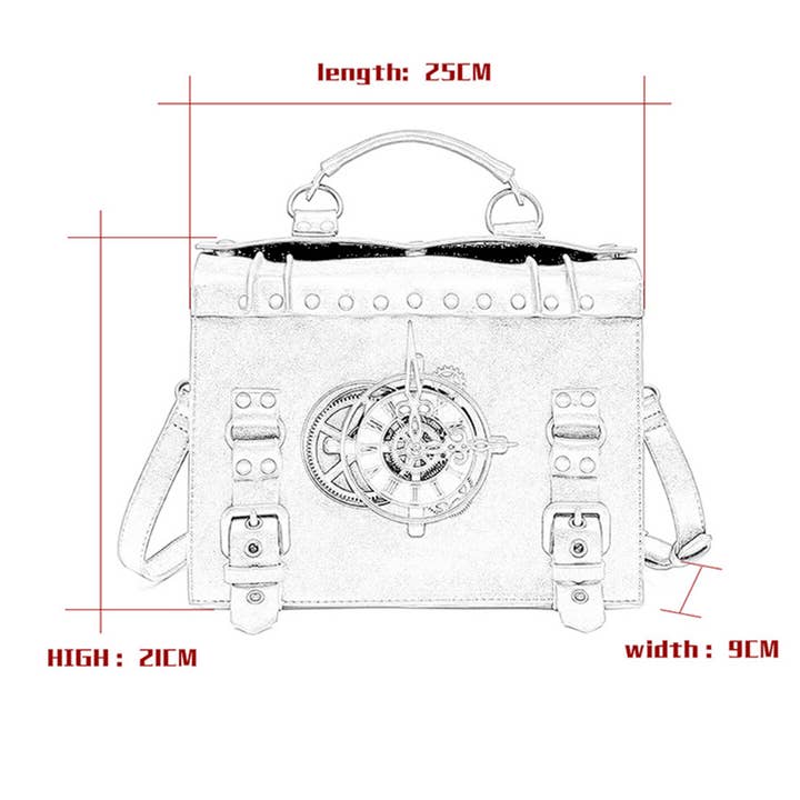 COFFEE RETRO CLOCK DECORATIVE PUNK SHOULDER BAG_CWAB0629 for wholesale on Faire9