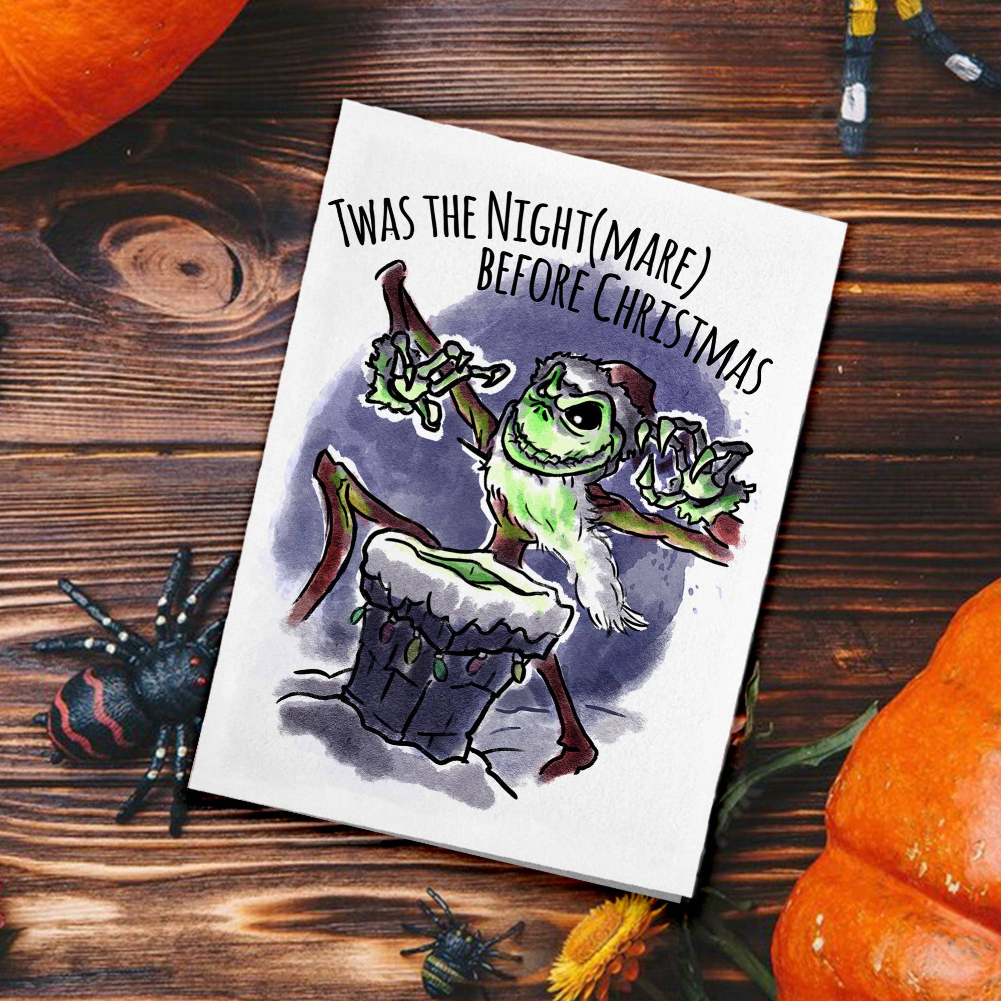 Aaron Millard Illustration - Venta al por mayor Tarjetas de Navidad - Tarjeta navideña de película de terror «Fue la noche antes de Navidad»4