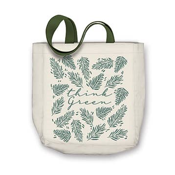 Kelly Green Canvas Tote -LEAVES for wholesale by Punch Studio