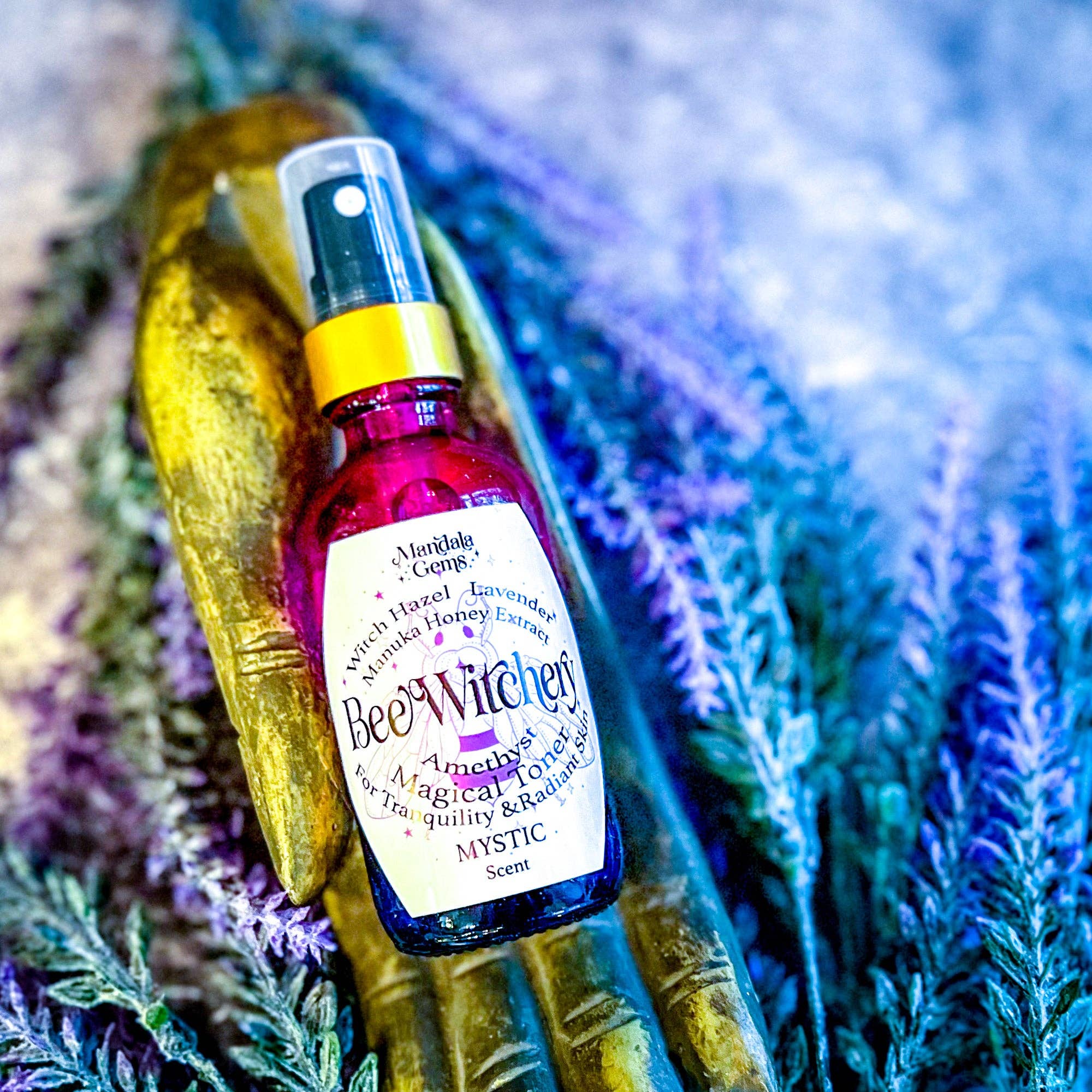 Mandala Gems - Wholesale Facial Toner - Beewitchery Mystic. Lavender Witch Hazel Toner with Amethyst7
