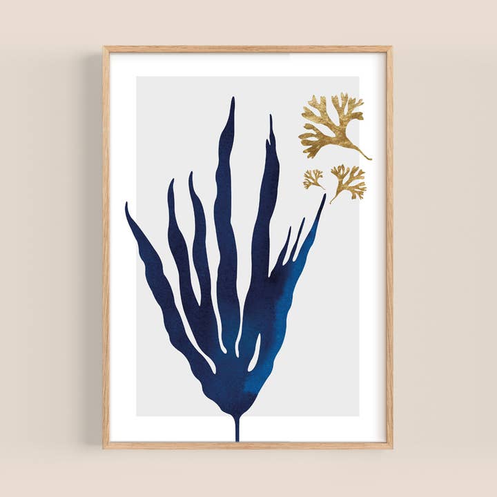 Coastal Blue and Gold Art Print | Shoreline No.2 for wholesale by Paper Birch