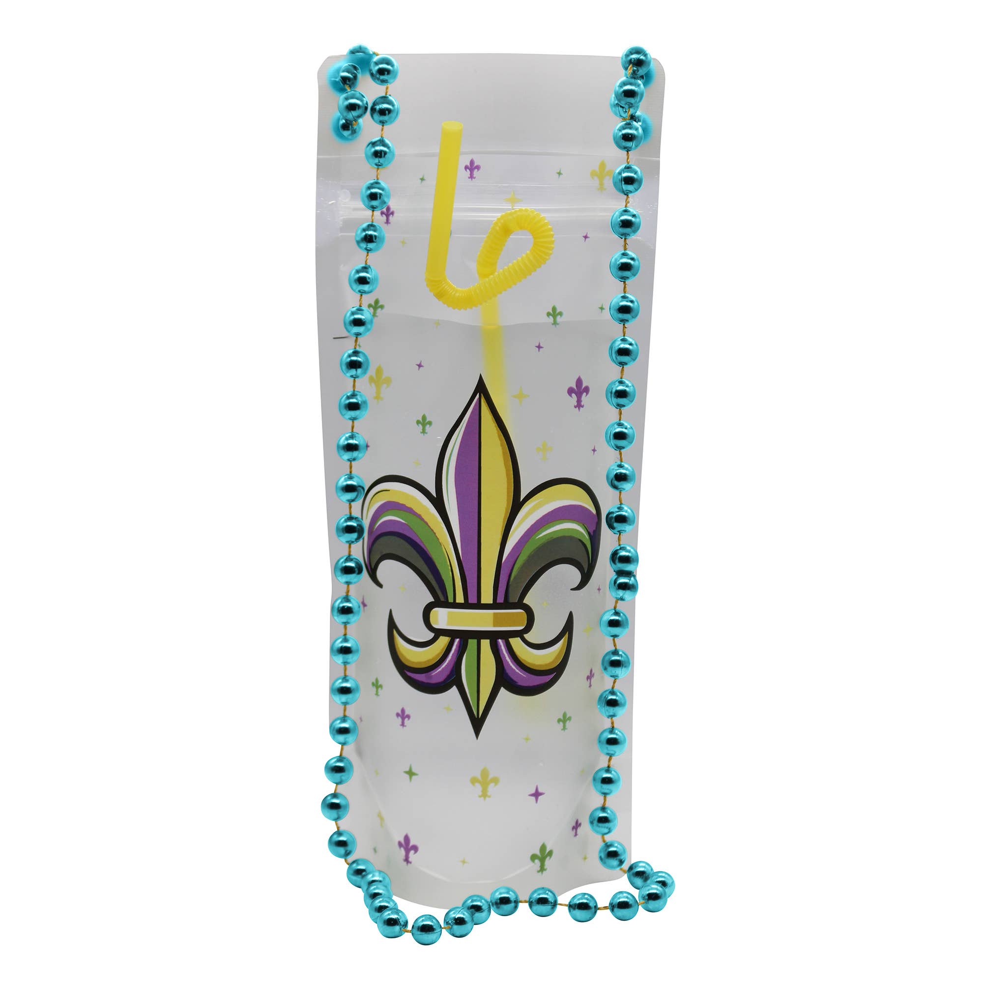 NeckSip – wholesale Party gift – FLEUR-DE-LIS Mardi Gras Wearable Drink Pouches (16oz | 2-pk)16