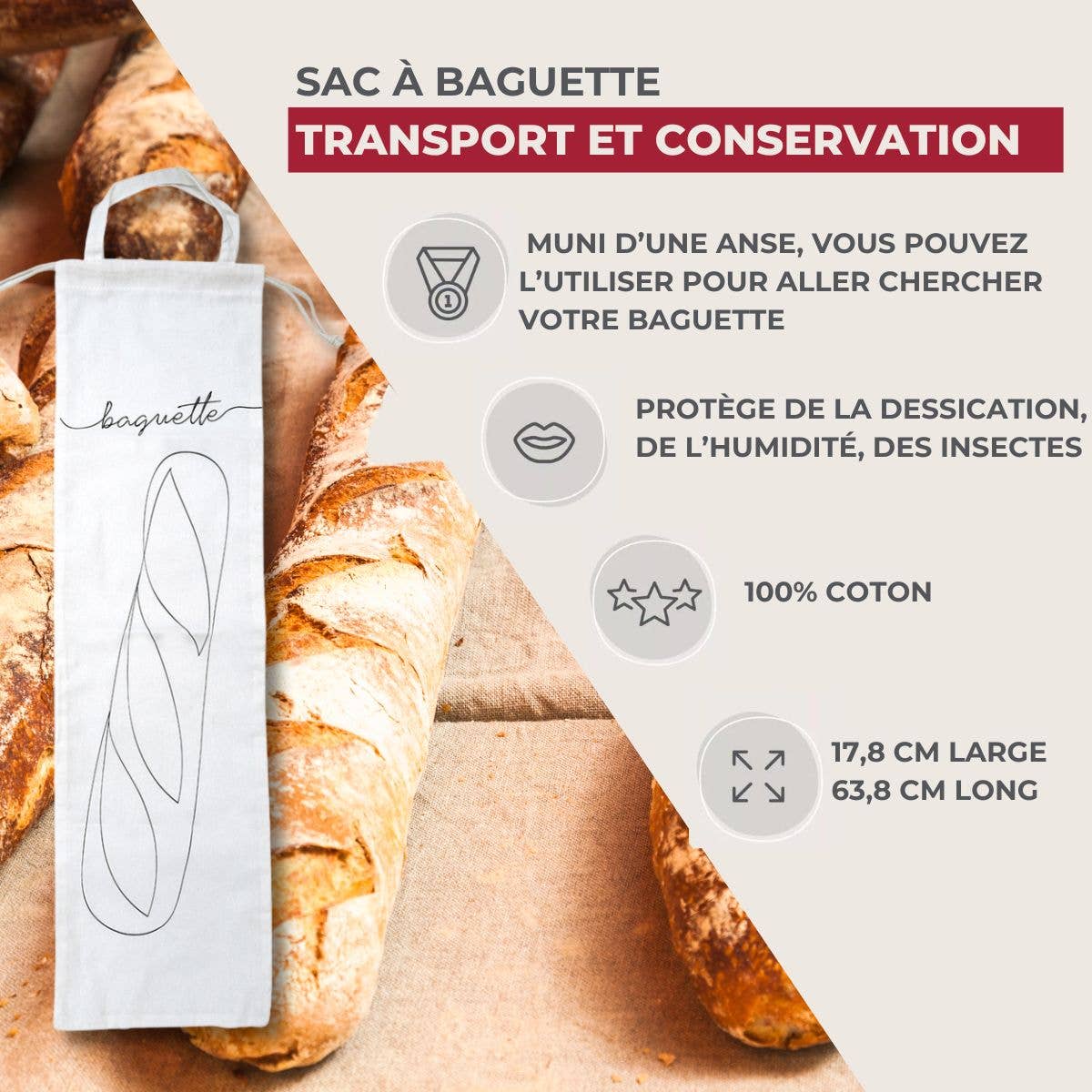 Zenker - Wholesale Food Storage Wrap/Bag - Fackelmann Eco Friendly cotton bread baguette storage bag2