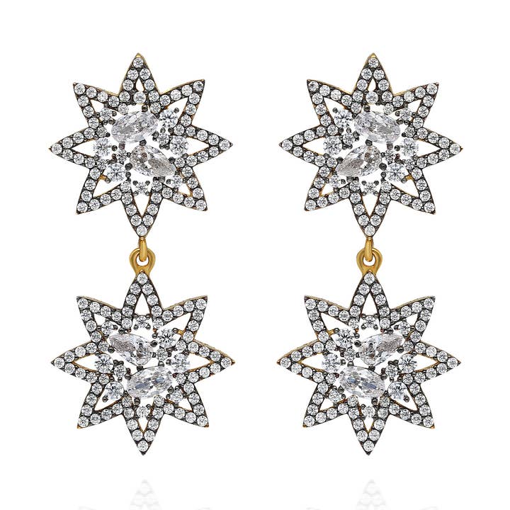 Lille Lacelike Star Drop Øreringe - Hvid for engroshandel hos JCM London