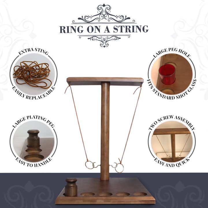 Authentic JOY - Wholesale Board Game - Bamboo Ring On a String Game