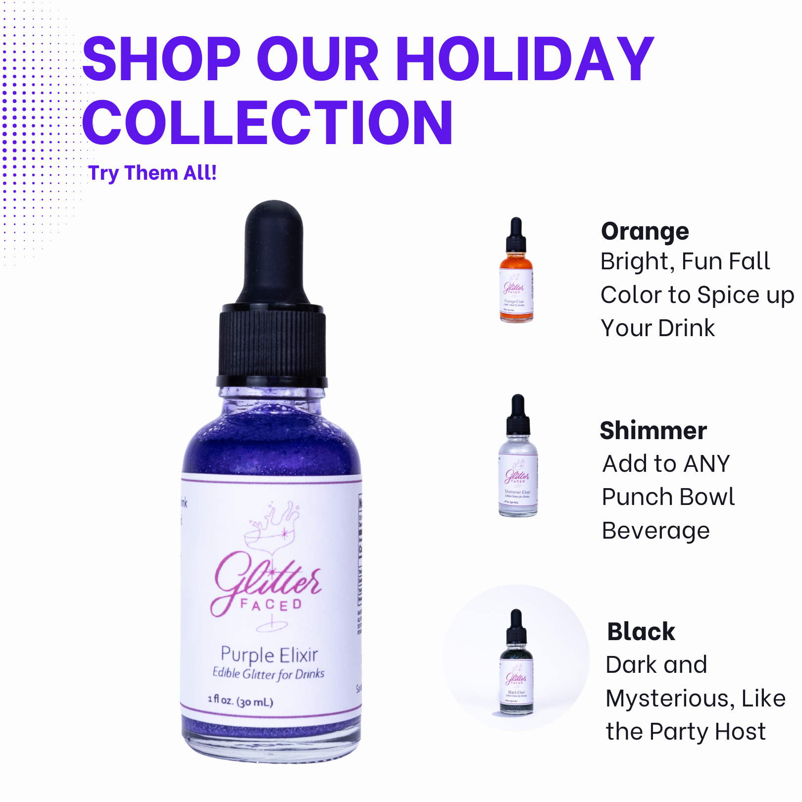 Glitter Faced - Wholesale Cocktail Mix/Syrup - Purple - Edible Glitter For Drinks & Cocktails2
