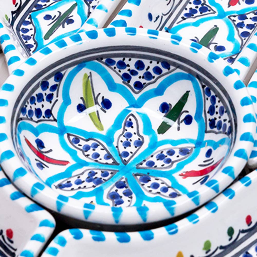 Kamsah - Wholesale Serving Plate - Handmade Turquoise Hamsa Ceramic Dipping & Serving Set2