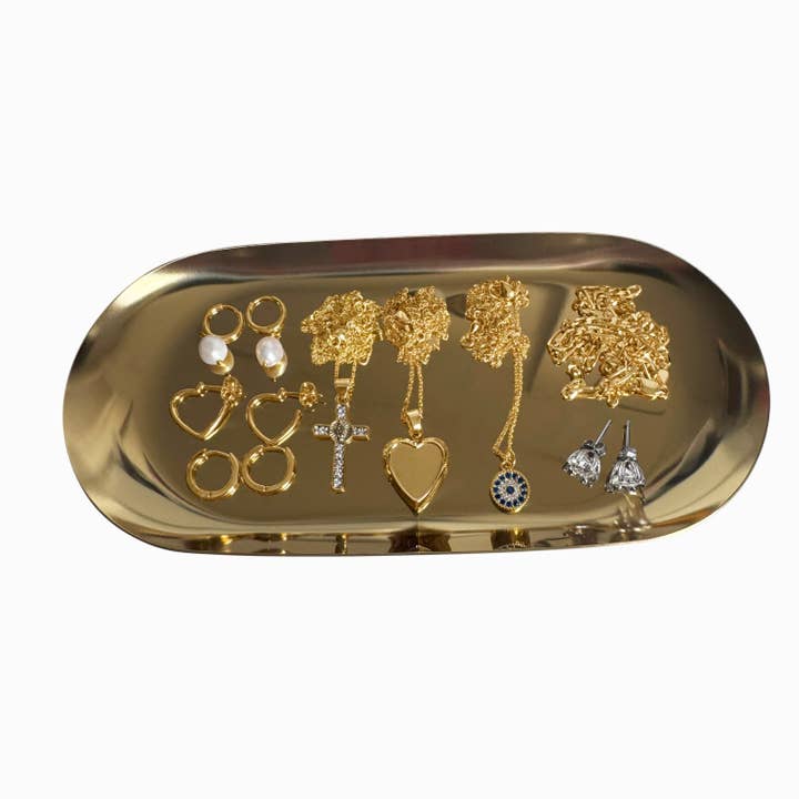 Oval Stainless Steel Jewellery Tray for wholesale by Aurea