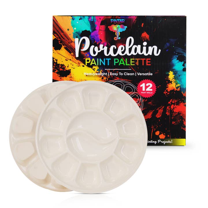 Pintar 12 Well Round Ceramic Watercolor Paint Palette Tray for wholesale by Pintar Art Supply