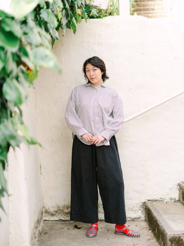 Nettle Studios - Wholesale Button Down Shirt - Unisex - Size Inclusive Plus Size Long Sleeve Button Up Striped Linen15