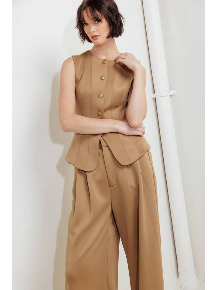 CAMEL A solid woven vest- FJ1117 for wholesale on Faire3