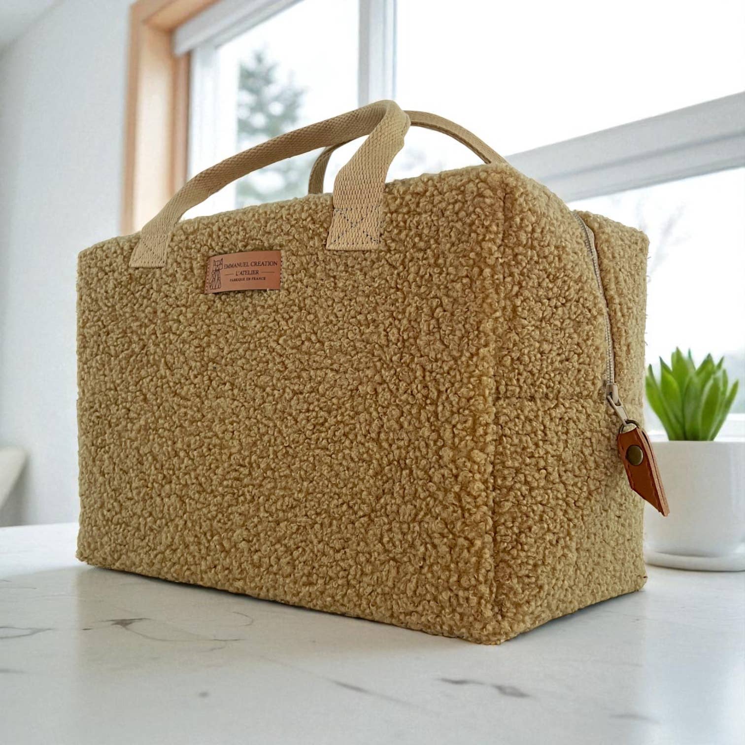 Emmanuel Création - Wholesale Lunch Bag/Box - Ice cube M insulated bag, "Bouclette" camel0