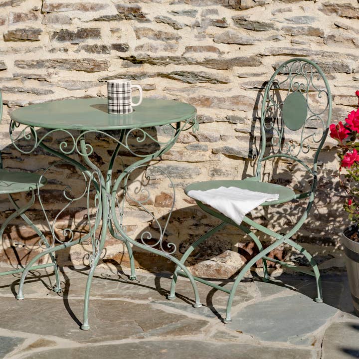 Zaer Ltd. International - Vente Salon de terrasse - Chaise et table rondes « Le Chardenoux 1908", 3 pièces, 3 couleurs19