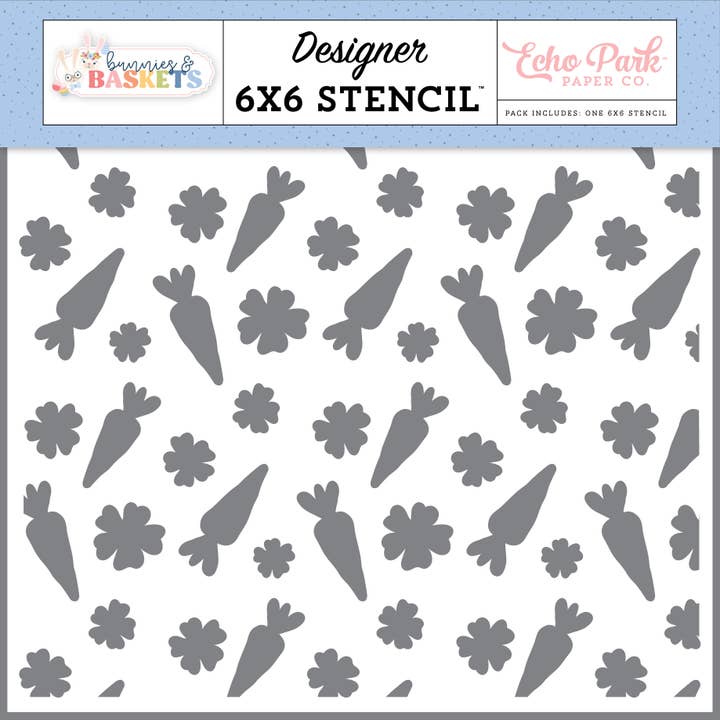 Kaninungar och korgar: Påskträdgårdsplock Schablon för wholesale av Echo Park Paper Co.