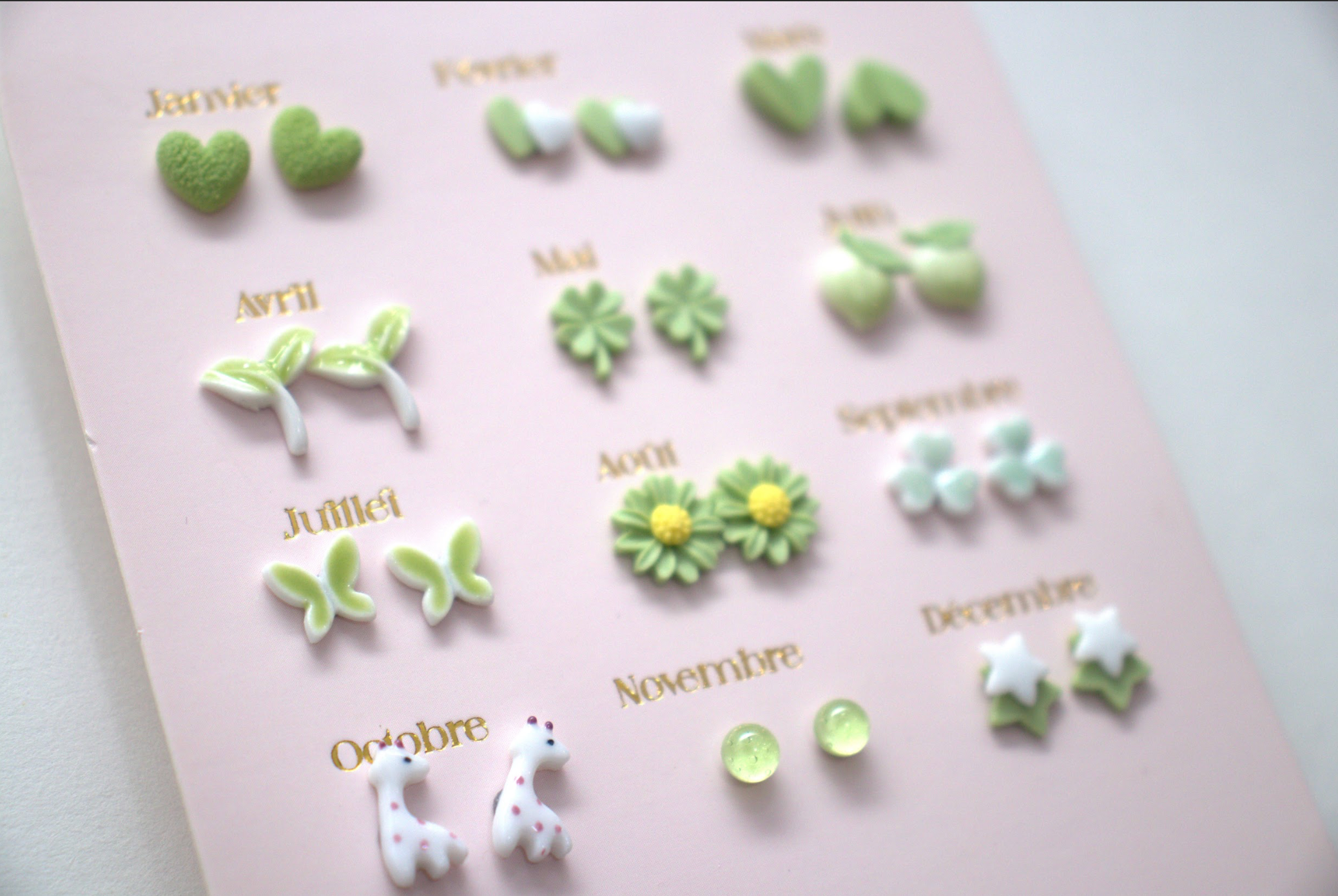 Yuko B - Venta al por mayor Pendientes - Niños - Pendientes Acero inoxidable-Un año de Poesía verde VF3