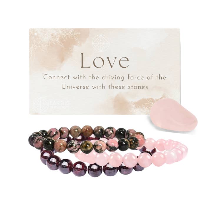 Earths Elements Wholesale - Wholesale Beaded Bracelet - Intentions Bracelet Set - 8mm Love