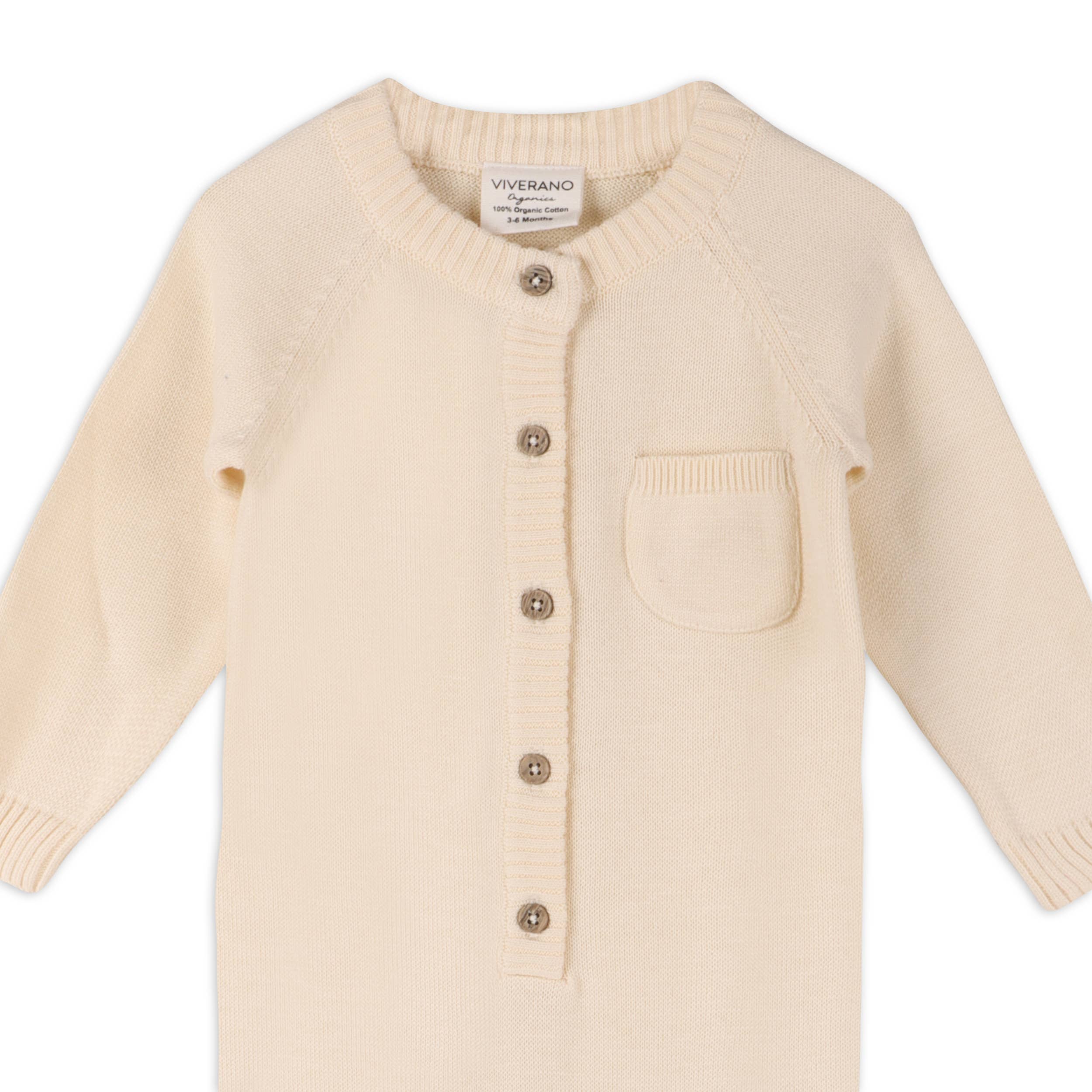 Viverano Organics – Großhandel Strampler – Baby – Milan Sweater Baby-Overall mit Strickknopf (Bio-Baumwolle)6
