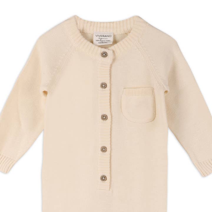 Viverano Organics – Großhandel Strampler – Baby – Milan Sweater Baby-Overall mit Strickknopf (Bio-Baumwolle)6