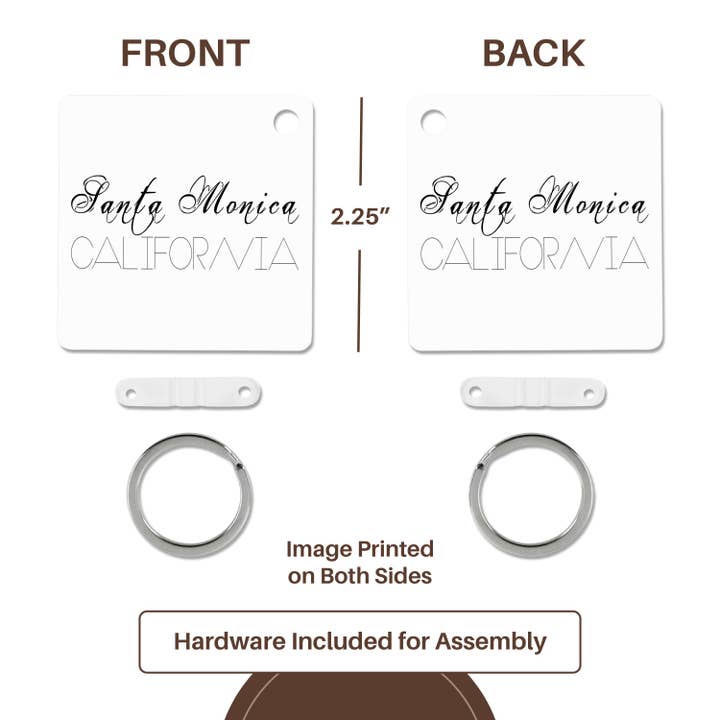 3dRose - Wholesale Keychain - Unisex - 3dRose, American Beaches - Santa Monica Beach, California, black on white, Key Chain4