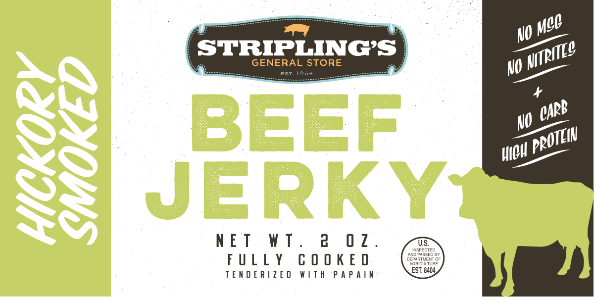 Stripling's General Store - Wholesale Jerky - 4oz Stripling's Beef Jerky - Hickory Smoked3