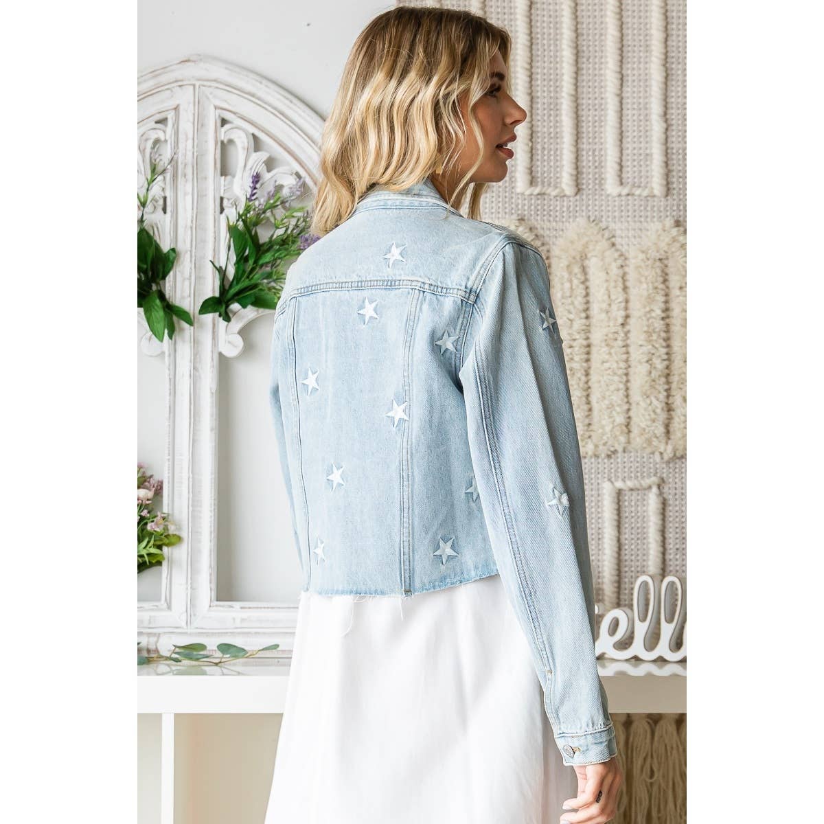 LT Wash Star Embroidery Denim Jacket for wholesale on Faire7