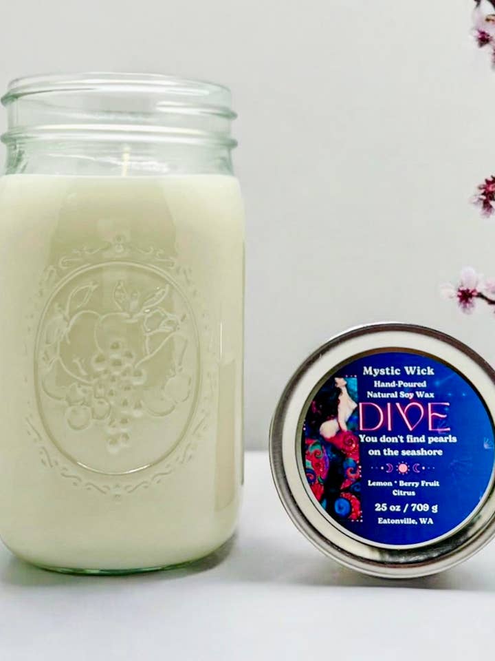 Fruktslingor - (Dykning) Sojavax - Mason Jar Candle 25 oz. för wholesale av Mystic Wick LLC