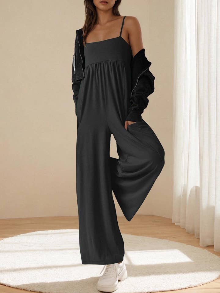 Rosa Clothing - Wholesale Jumpsuit - Women's - Sleeveless Relaxed Tube Jumpsuit With Pockets1