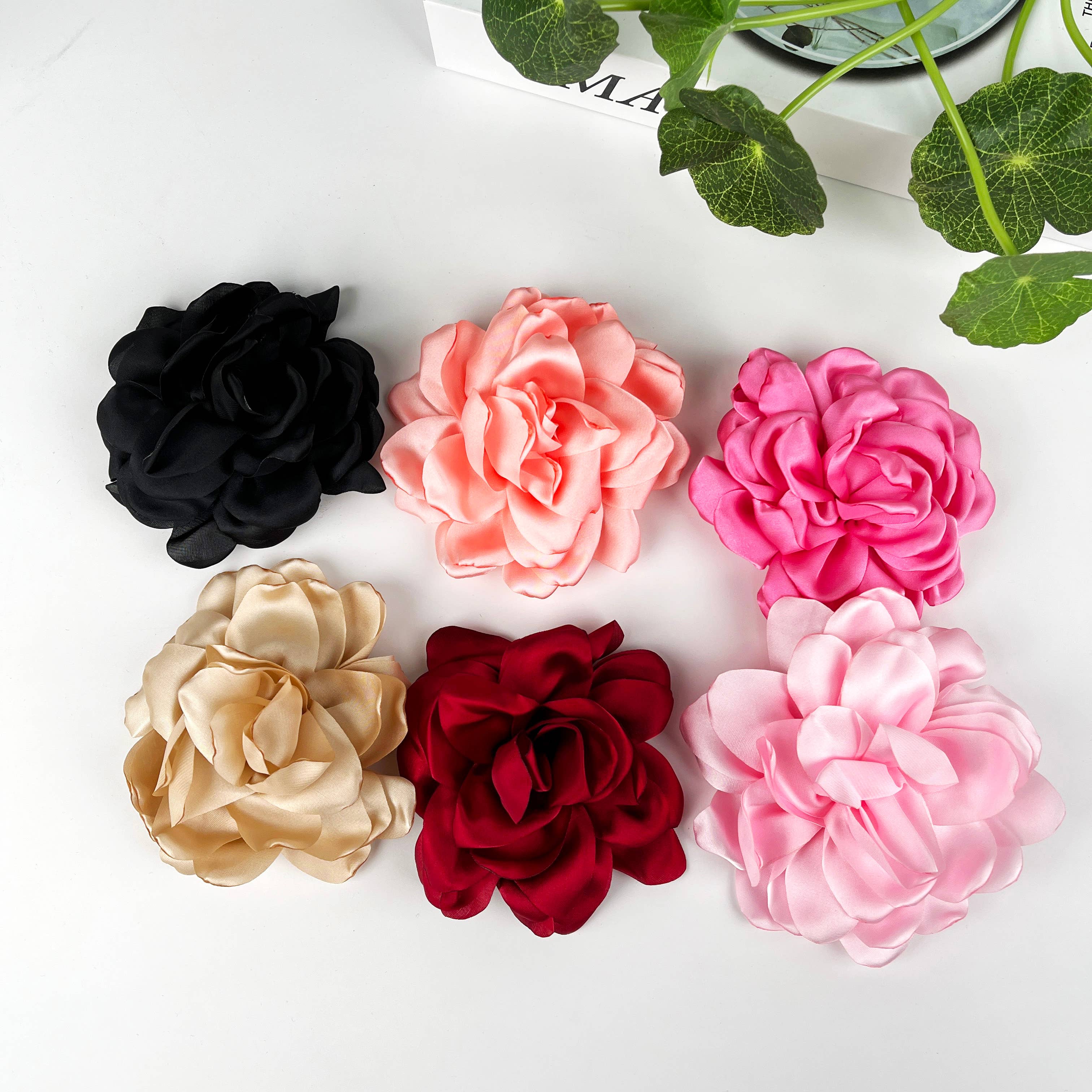 SoapElenGlen - Wholesale Hair Clip - Women's - Fabric Flower Hair Clips, Rose Duckbill Clip2