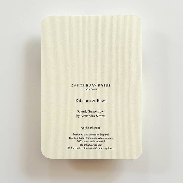 Canonbury Press – wholesale Birthday card – Candy Stripe Bow Greeting Card | Birthday Card3