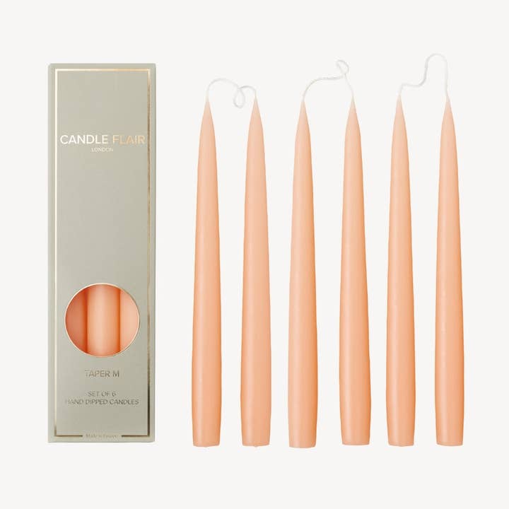 Box of 6 Candles - Taper 25 - Peach for wholesale by Candle Flair