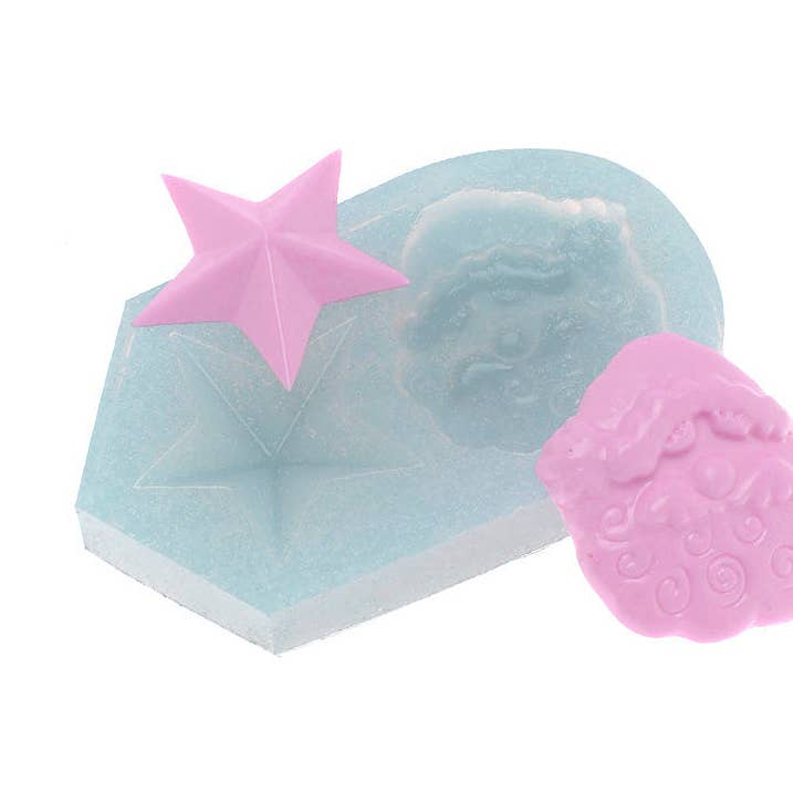Star + Santa Claus Silicone Mold for wholesale by Flexarte USA