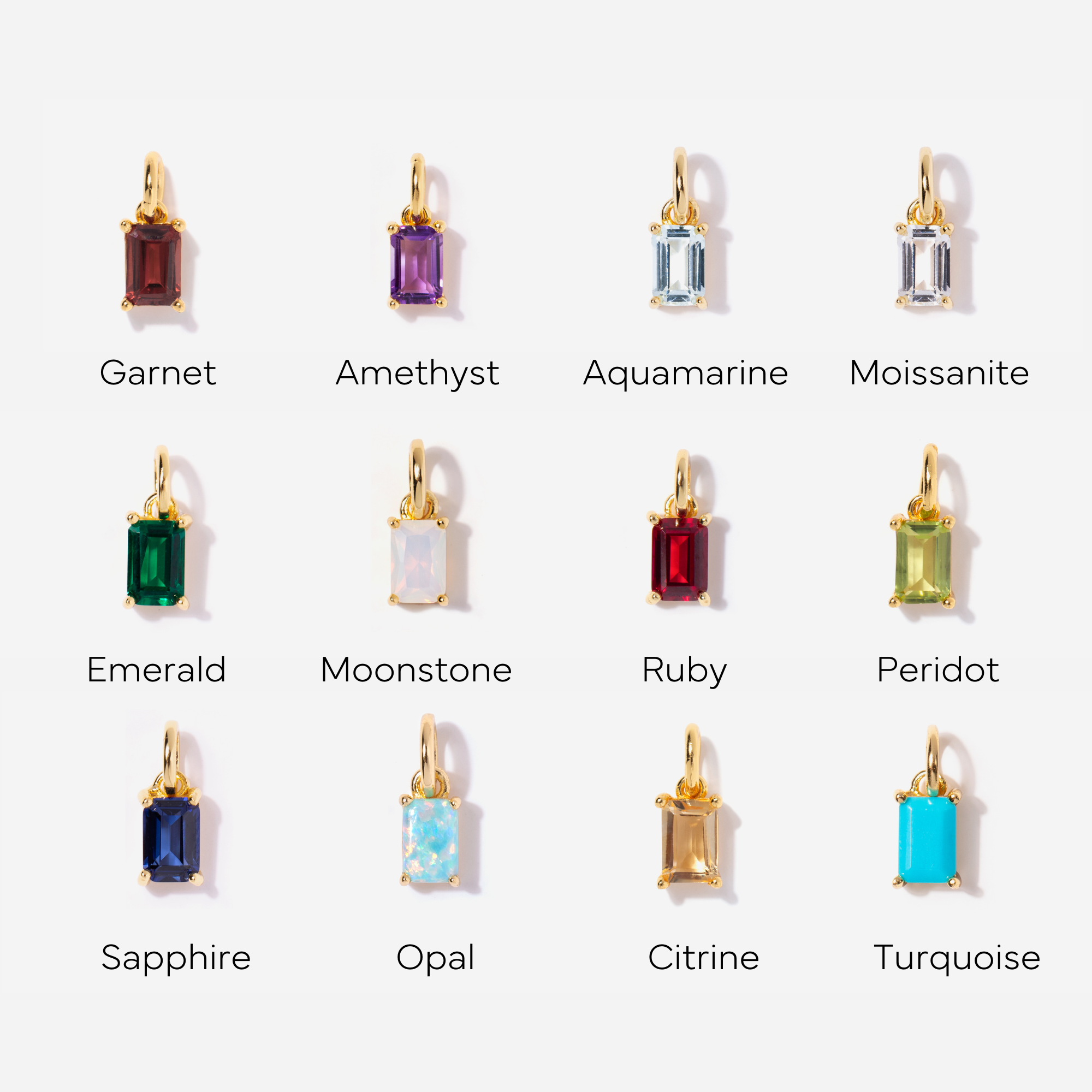 Little Sky Stone - Wholesale Individual Charm/Pendant - Baguette Authentic Birthstone Charm (Set)4