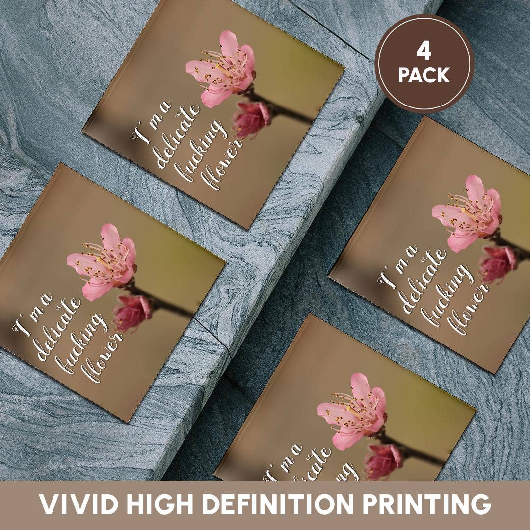 3dRose - Wholesale Coasters - 3dRose, Im a delicate fucking flower on a photograph of a peach tree blossom., Coaster5