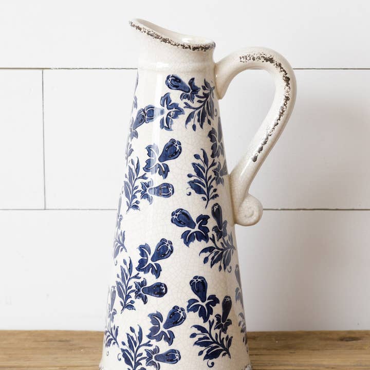 Pitcher - Blue Floral (PC) for wholesale by Audrey's Home & Gift