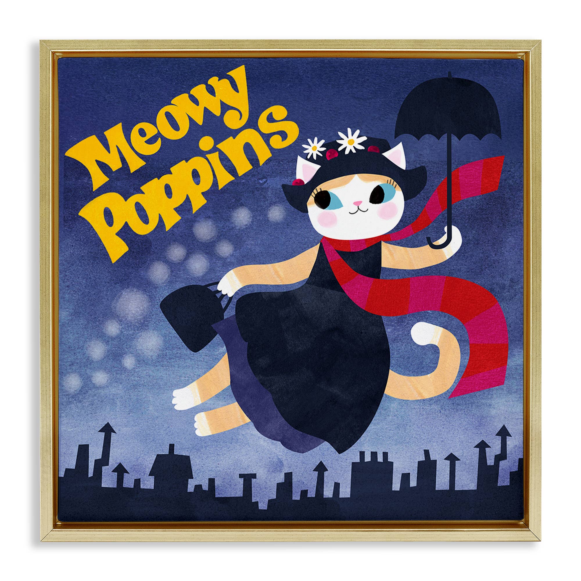 Stupell Industries - Wholesale Wall Sign - Meowy Poppins Cat Parody - Framed Wall Art24